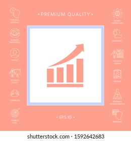 Growing bars graphic icon with rising arrow. Graphic elements for your design