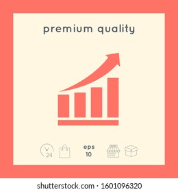 Growing bars graphic icon with rising arrow. Graphic elements for your design