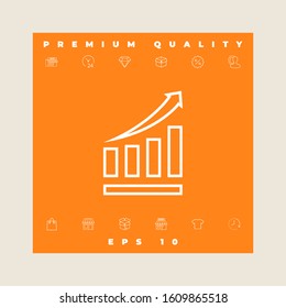 Growing bars graphic icon with rising arrow. Graphic elements for your design