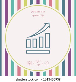 Growing bars graphic icon with rising arrow. Graphic elements for your design