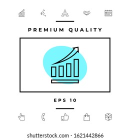 Growing bars graphic icon with rising arrow. Graphic elements for your design