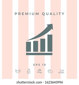 Growing bars graphic icon with rising arrow. Graphic elements for your design