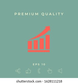 Growing bars graphic icon with rising arrow. Graphic elements for your design