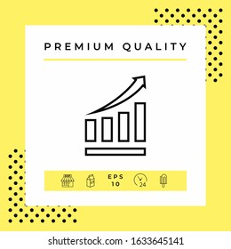Growing bars graphic icon with rising arrow. Graphic elements for your design