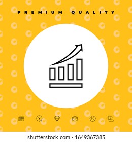 Growing bars graphic icon with rising arrow. Graphic elements for your design
