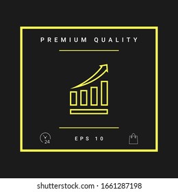 Growing bars graphic icon with rising arrow. Graphic elements for your design