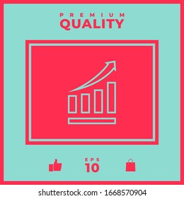 Growing bars graphic icon with rising arrow. Graphic elements for your design