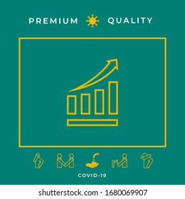 Growing bars graphic icon with rising arrow. Graphic elements for your design
