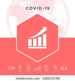 Growing bars graphic icon with rising arrow. Graphic elements for your design