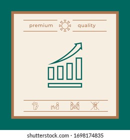 Growing bars graphic icon with rising arrow. Graphic elements for your design