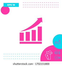 Growing bars graphic icon with rising arrow. Graphic elements for your design