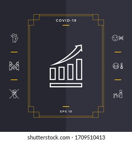 Growing bars graphic icon with rising arrow. Graphic elements for your design
