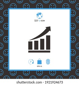 Growing bars graphic icon with rising arrow