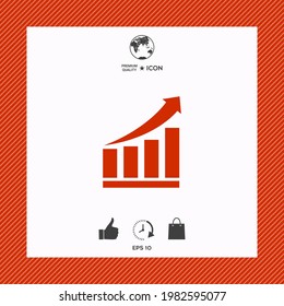 Growing bars graphic icon with rising arrow