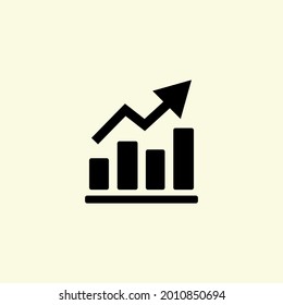 Growing bars graphic icon with rising arrow