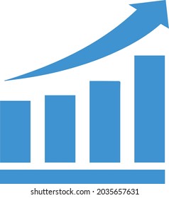 Icono gráfico de barras de crecimiento con símbolo de flecha ascendente Icono de elementos gráficos