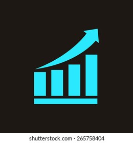 Growing bars graphic icon with rising arrow