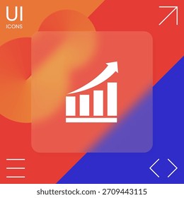 Growing bars graphic icon with rising arrow