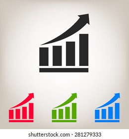 Growing bars graphic icon with rising arrow