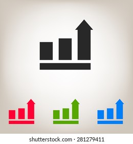 Growing bars graphic icon with rising arrow