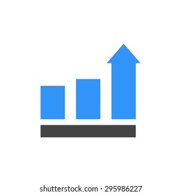 Growing bars graphic icon with rising arrow