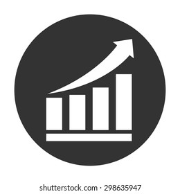 Growing bars graphic icon with rising arrow