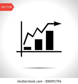 Growing bars graphic icon with rising arrow
