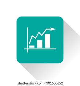 Growing bars graphic icon with rising arrow