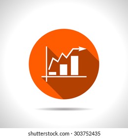 Growing bars graphic icon with rising arrow