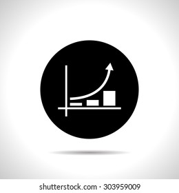 Growing bars graphic icon with rising arrow