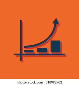 Growing bars graphic icon with rising arrow