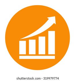 Growing bars graphic icon with rising arrow