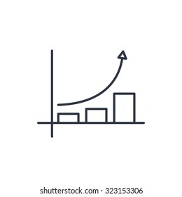 Growing bars graphic icon with rising arrow