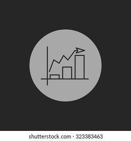Growing bars graphic icon with rising arrow