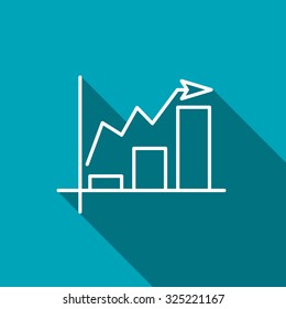 Growing bars graphic icon with rising arrow