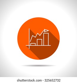 Growing bars graphic icon with rising arrow
