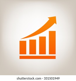 Growing bars graphic icon with rising arrow