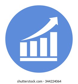 Growing bars graphic icon with rising arrow
