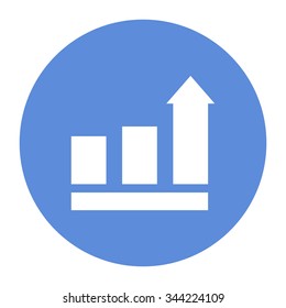 Growing bars graphic icon with rising arrow