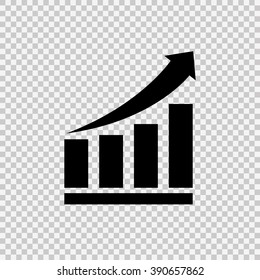 Growing bars graphic icon with rising arrow