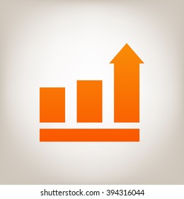 Growing bars graphic icon with rising arrow