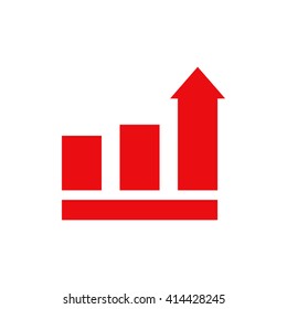 Growing bars graphic icon with rising arrow