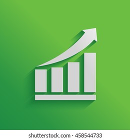 Growing bars graphic icon with rising arrow