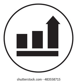 Growing bars graphic icon with rising arrow