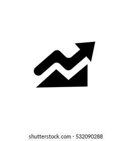 Growing bars graphic icon with rising arrow. Business Chart. Concept Data Design. Economy Diagram. Financial forecast graph. Growing graphic Icon. Infographic Investment Marketing. Profit Report