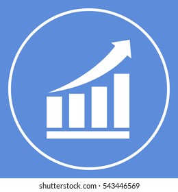 Growing bars graphic icon with rising arrow