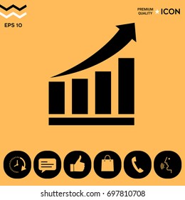 Growing bars graphic icon with rising arrow