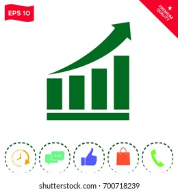 Growing bars graphic icon with rising arrow
