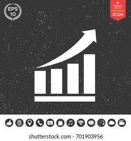 Growing bars graphic icon with rising arrow