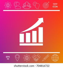 Growing bars graphic icon with rising arrow
